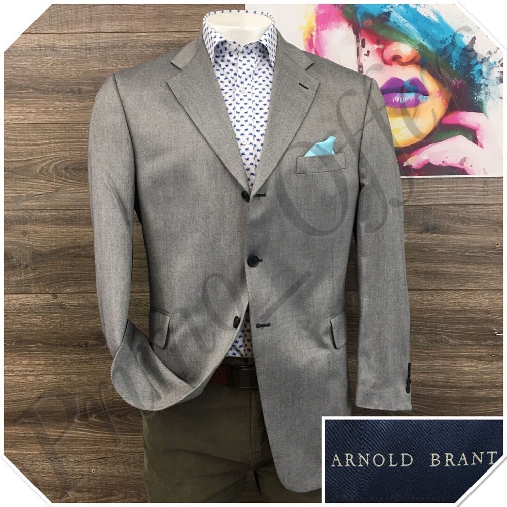 Arnold Brant Mens Blazer Sport Coat 3 Button Casual Jacket Size 44R Bamboo Suits